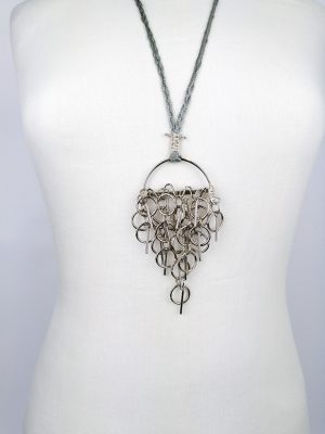 Necklace with metal hoops