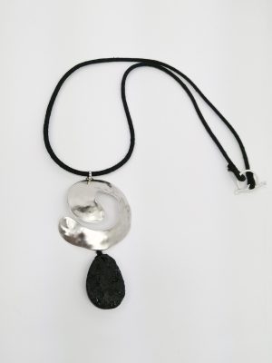 Metal and Meteorite gemstone Necklace
