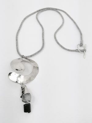 Brass handmade Necklace with Jasper and Tourmaline gemstones