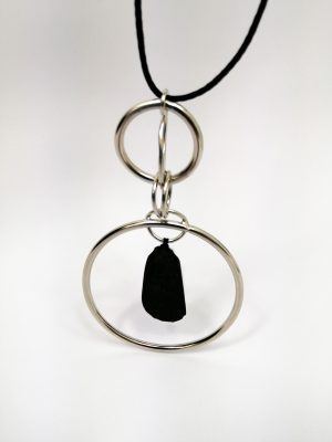 Handmade metal hoops necklace and meteorite gemstone-Only1 Only 4 You