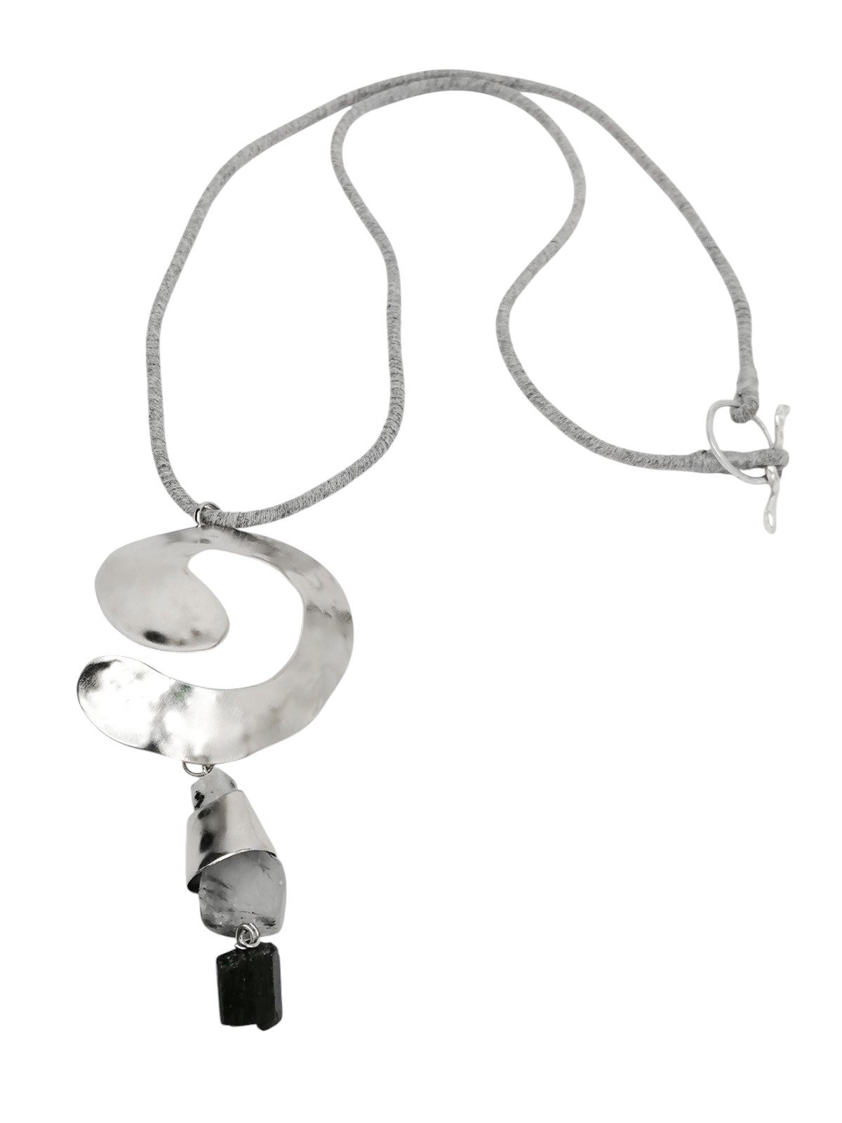 Spiral Guardian Necklace – Hand-Forged Silver-Plated Statement Jewelry - Image 3