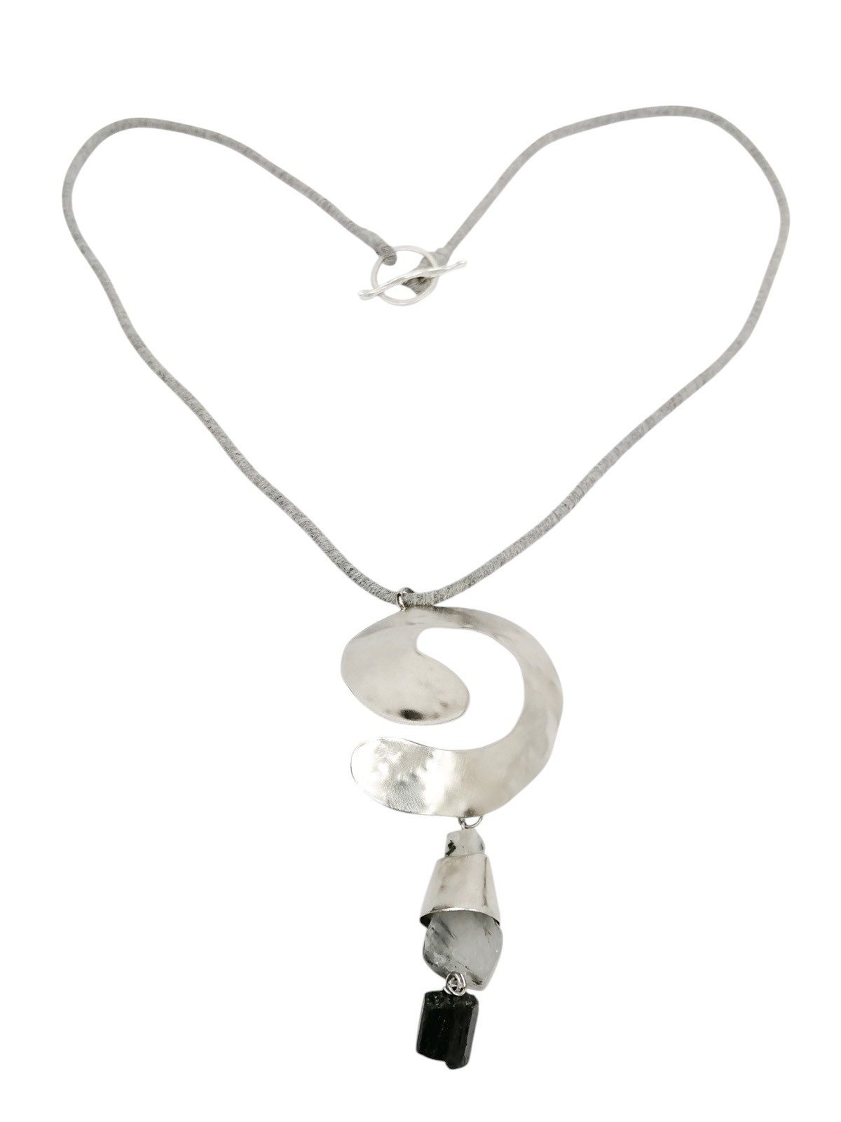 Spiral Guardian Necklace – Hand-Forged Silver-Plated Statement Jewelry - Image 2