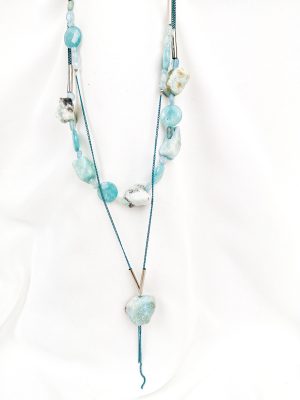Amazonite and blue quartz necklace