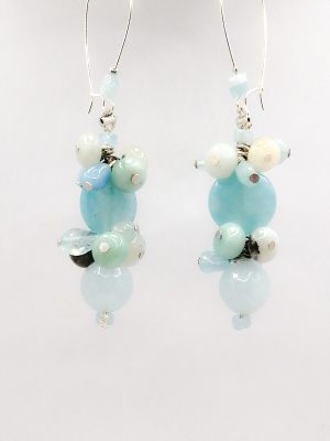 Earrings with blue quartz and aquamarine gemstones