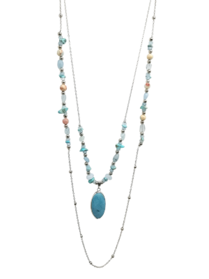 Necklace with chain and gemstones