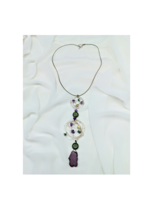 Brass Wire and Multi Gemstone Necklace
