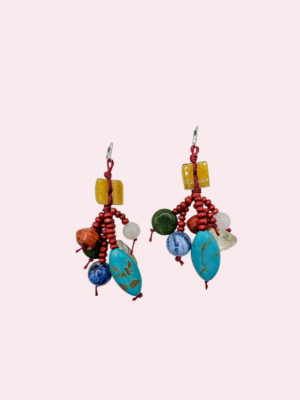 Gemstone and Woods Handmade Earrings