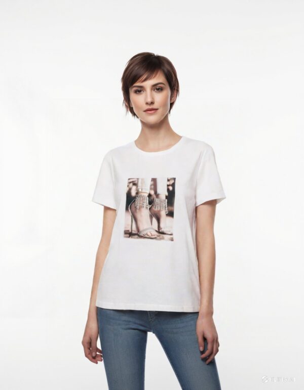 Jeweled T-shirt with Shoe and Rhinestones