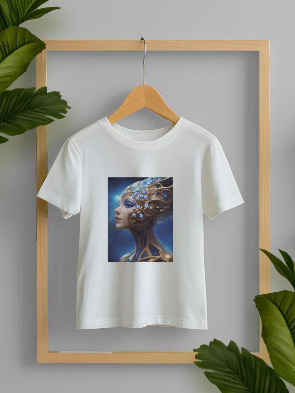 Jeweled T-Shirt with Print Woman's Form and Rhinestones - Image 2