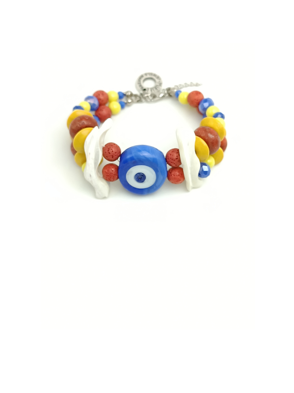 Bracelet with Glass Beads Gemstones and Eye
