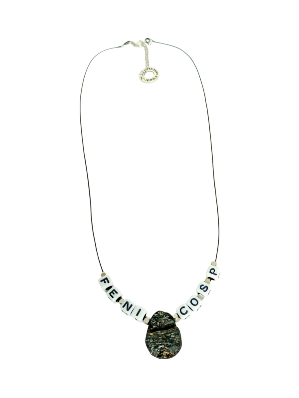 Necklace for Men with Letters and Meteorite Gemstone