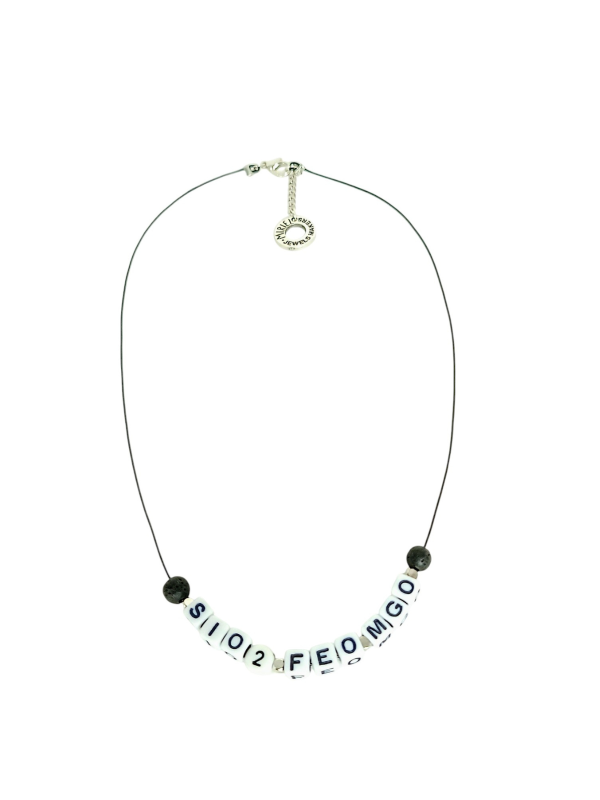 Necklace for Men with Letters and Lava Gemstones