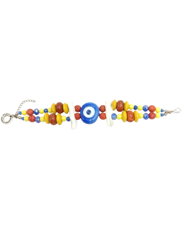 Bracelet with Glass Beads Gemstones and Eye - Image 3