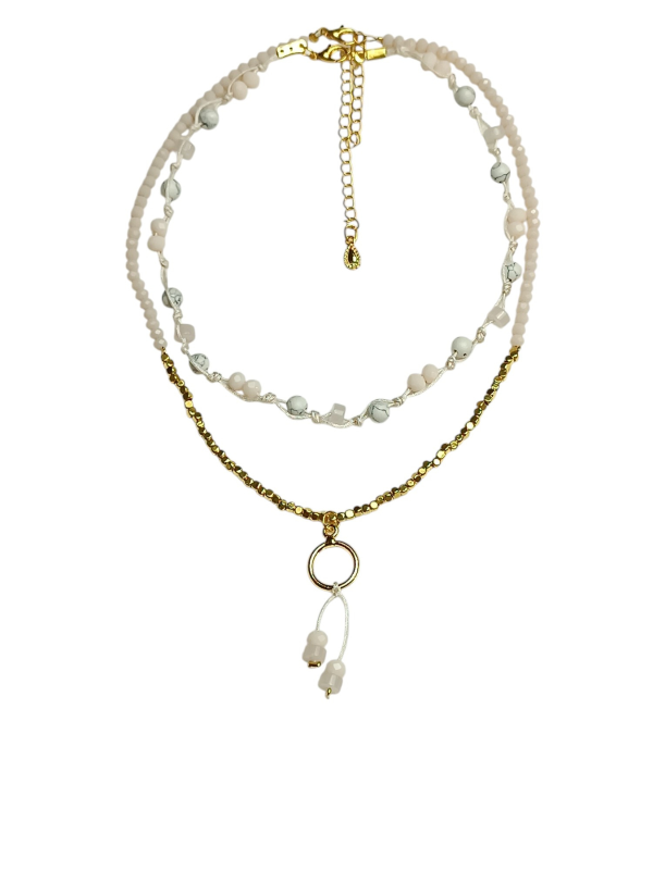 Pack of Two Necklaces with Glass Beads and Gemstones Gold-Only 1 Only 4 You