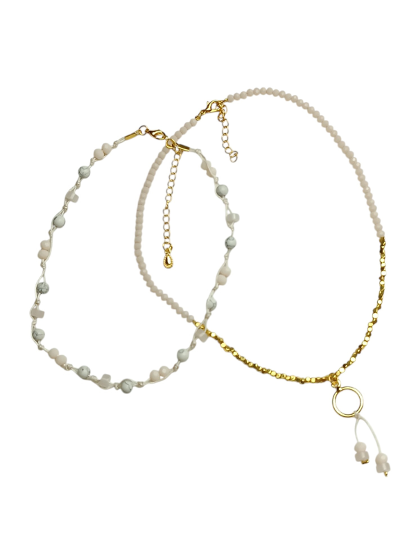 Pack of Two Necklaces with Glass Beads and Gemstones Gold-Only 1 Only 4 You - Image 2