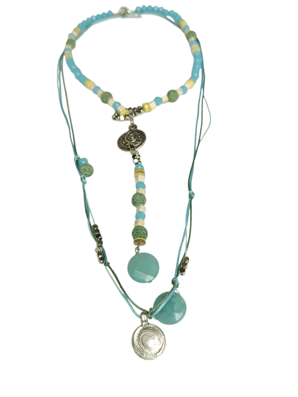 Pack of Two Necklaces with Gemstones and Glass Beads - Image 2
