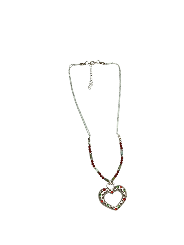Necklace with Heart and Rhinestones-Only 1 Only 4 You