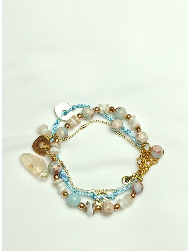 Pack of Three Bracelets with Gemstones and Metal Elements