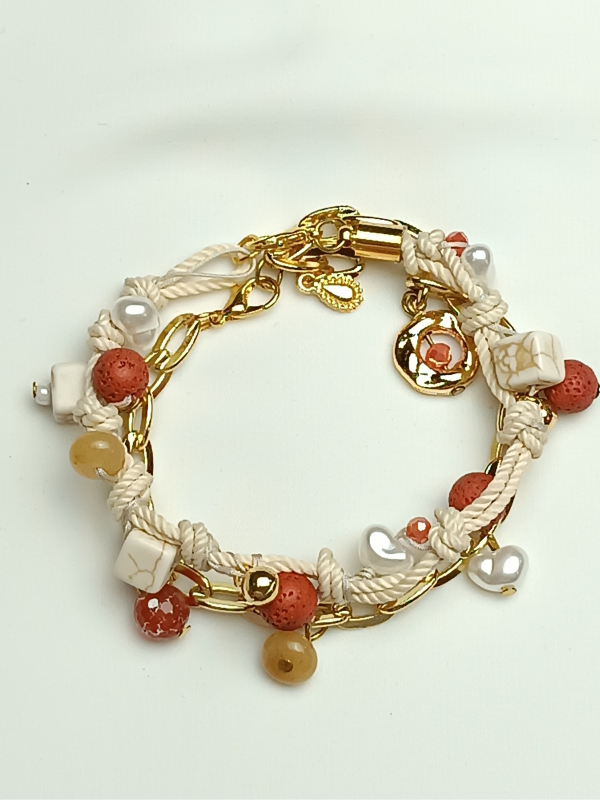 Pack of Two Bracelets with Gemstones and Metal Elements