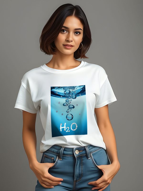 Jeweled T-Shirt with Water compound in Print and Rhinestones