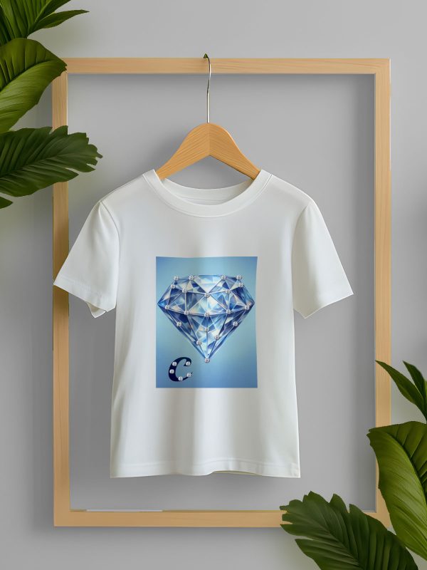 Jeweled T-Shirt with Compound Diamond in Print and Rhinestones - Image 2