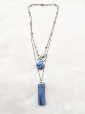 Stainless Steel and Gemstone Necklace