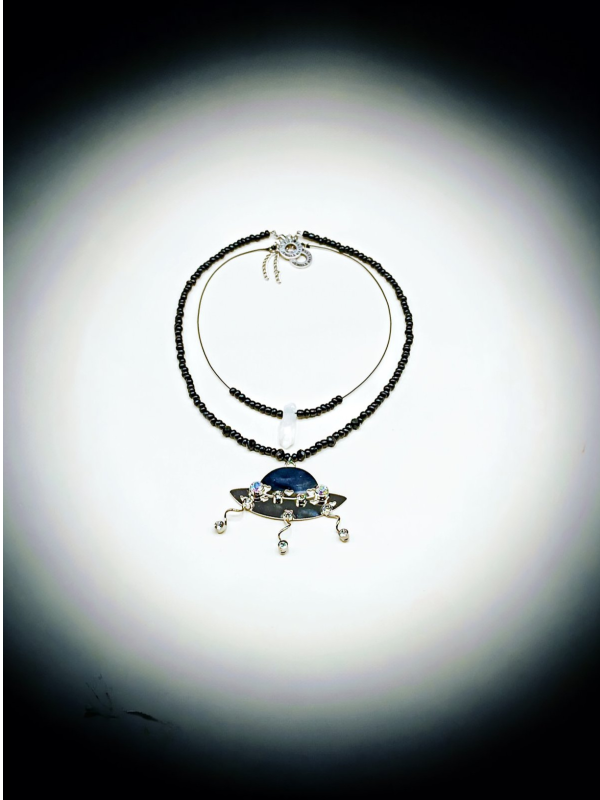 Pack Necklaces with Flying Saucer Element and Quartz Stone