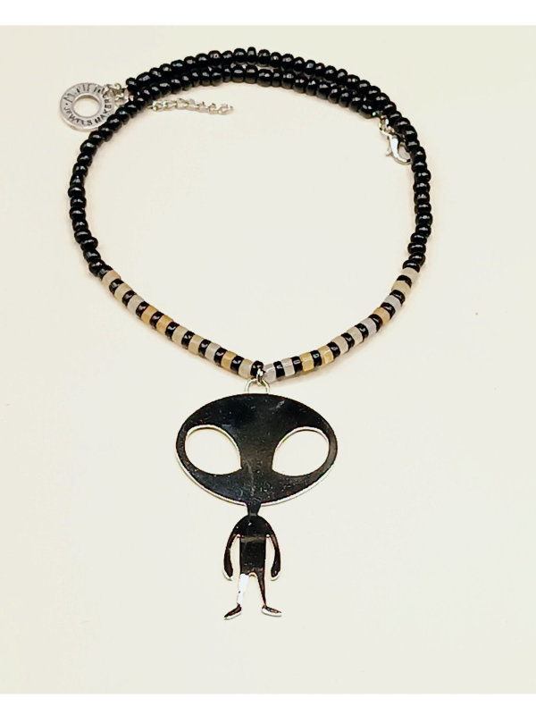 Handmade Men's Necklace with Alien Element - Image 3