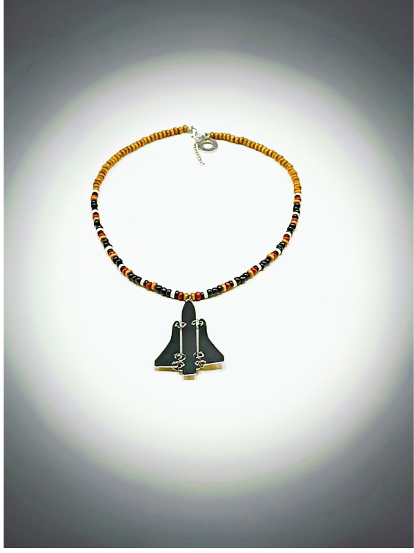 Beaded Necklace for Men with Rocket Metal Element