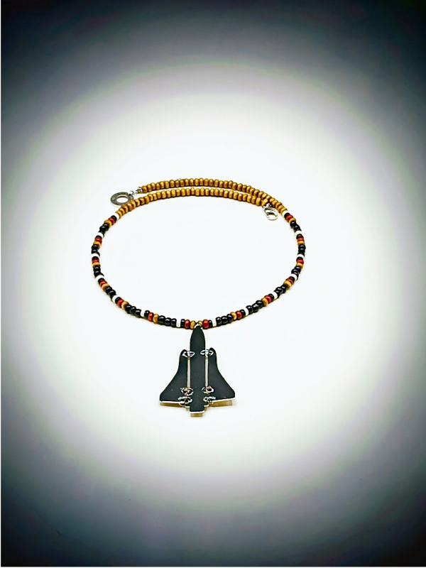 Beaded Necklace for Men with Rocket Metal Element - Image 2