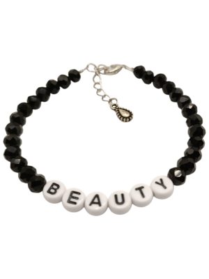 Lettered “BEAUTY” Bracelet with Glass Beads
