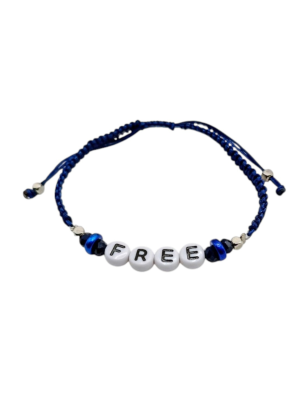 Macramé "FREE" Bracelet with Glass and Metal Beads